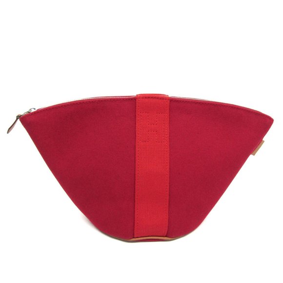 Hermes Palmyre Women's Cotton Pouch Prune,Rouge Vif - Picture 1 of 8
